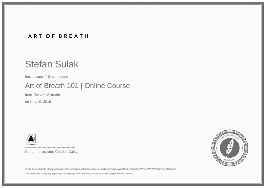Certifikát — Art of Breath