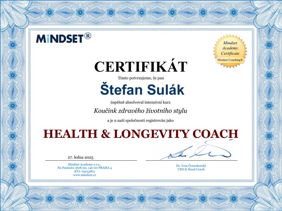 Certifikát — Health & Longevity Coach